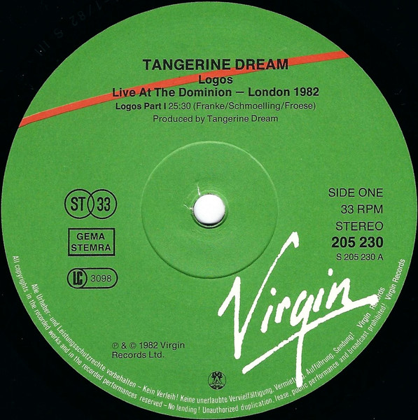 Tangerine Dream – Logos - Live At The Dominion London 1982 – Bild 3