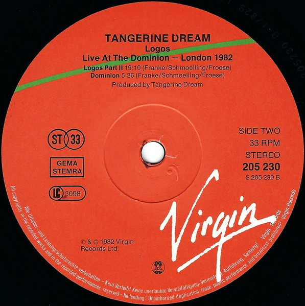 Tangerine Dream – Logos - Live At The Dominion London 1982 – Bild 4