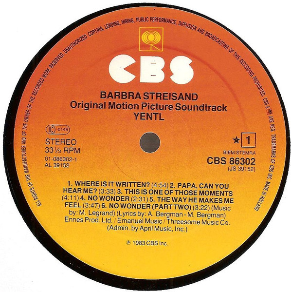 Barbra Streisand – Yentl - Original Motion Picture Soundtrack – Bild 4