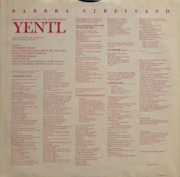 Barbra Streisand – Yentl - Original Motion Picture Soundtrack – Bild 5