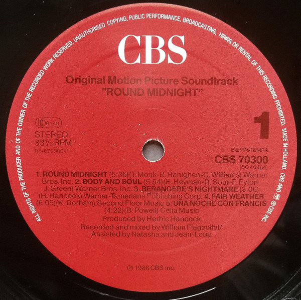 Herbie Hancock – Round Midnight - Original Motion Picture Soundtrack – Bild 3