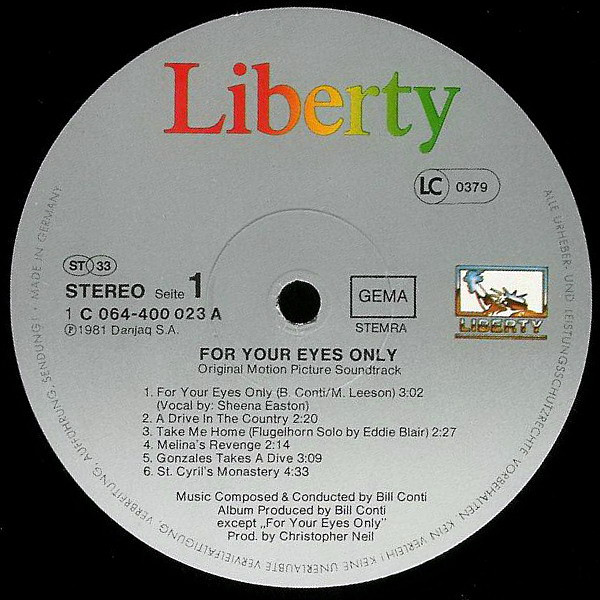Bill Conti – For Your Eyes Only (Original Motion Picture Soundtrack) – Bild 3