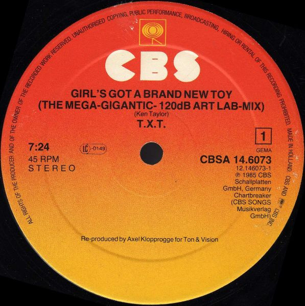 T.X.T. – Girl's Got A Brand New Toy (The Mega-Gigantic-120 dB Artlab-Mix) – Bild 3
